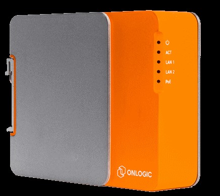 OnLogic FR201 Industrial Computer showcasing its compact design and robust connectivity options, ideal for ECOM diagnostics and automotive applications